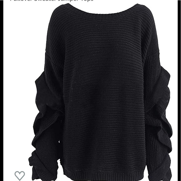 Sweaters - women winter loose long sleeve ruffles sweater